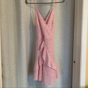 Wrap style ruffle v neck summer dress